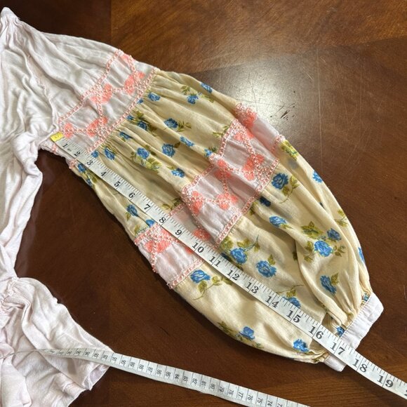 Free People Women Mix It Up Mini Tunic Dress XS Floral Boho Romantic Hippie - Picture 11 of 14